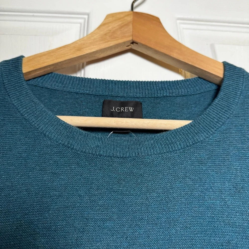 J.Crew Men’s Cotton Crewneck Sweater Teal Blue Green Size M NWT